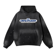 Distressed '90s NEON DIMENSION Hoodie w/Oversized Logo!